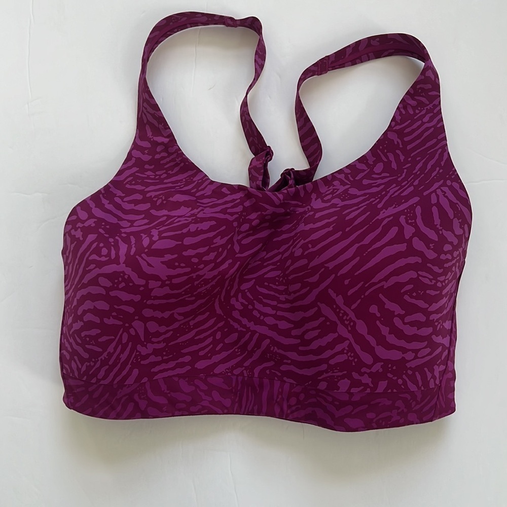 Athleta Advanced Sports Bra Animal Print Purple and Pink size 34E DD - Picture 4 of 12